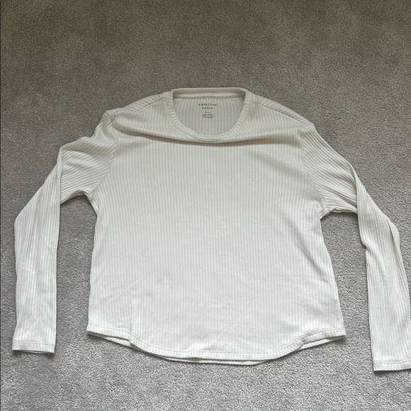 Cream Long Sleeve Ribbed Top - Picture 1 of 2